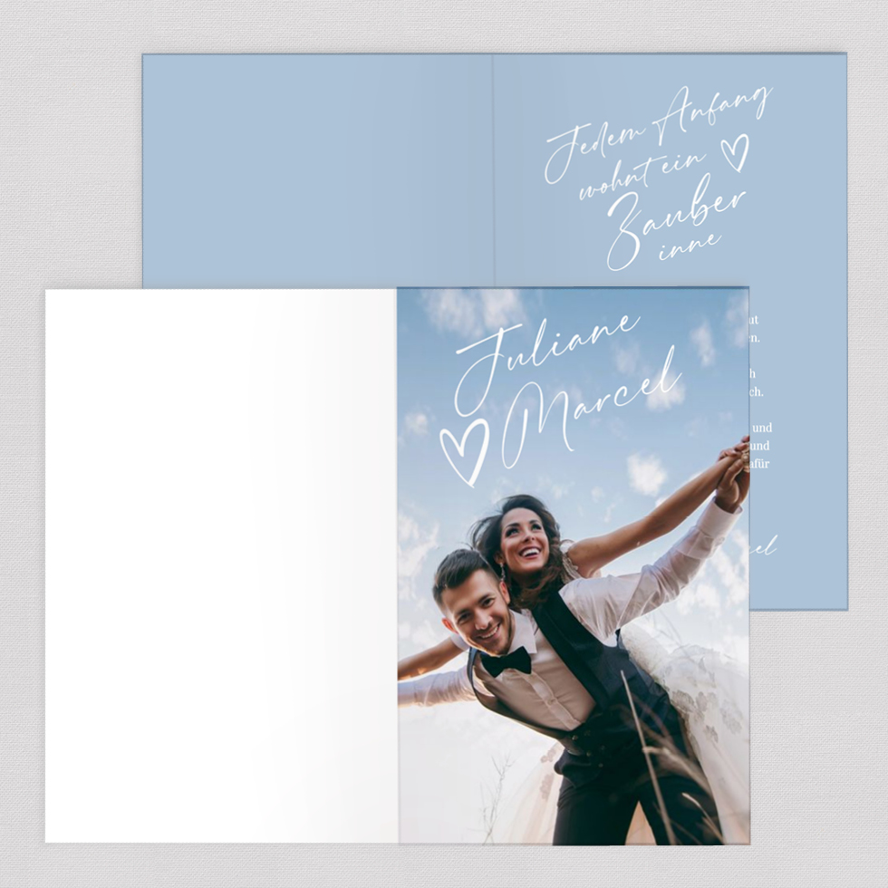 Dankeskarte Siebter Himmel Klappkarte Dankeskarte Foto Handschrift