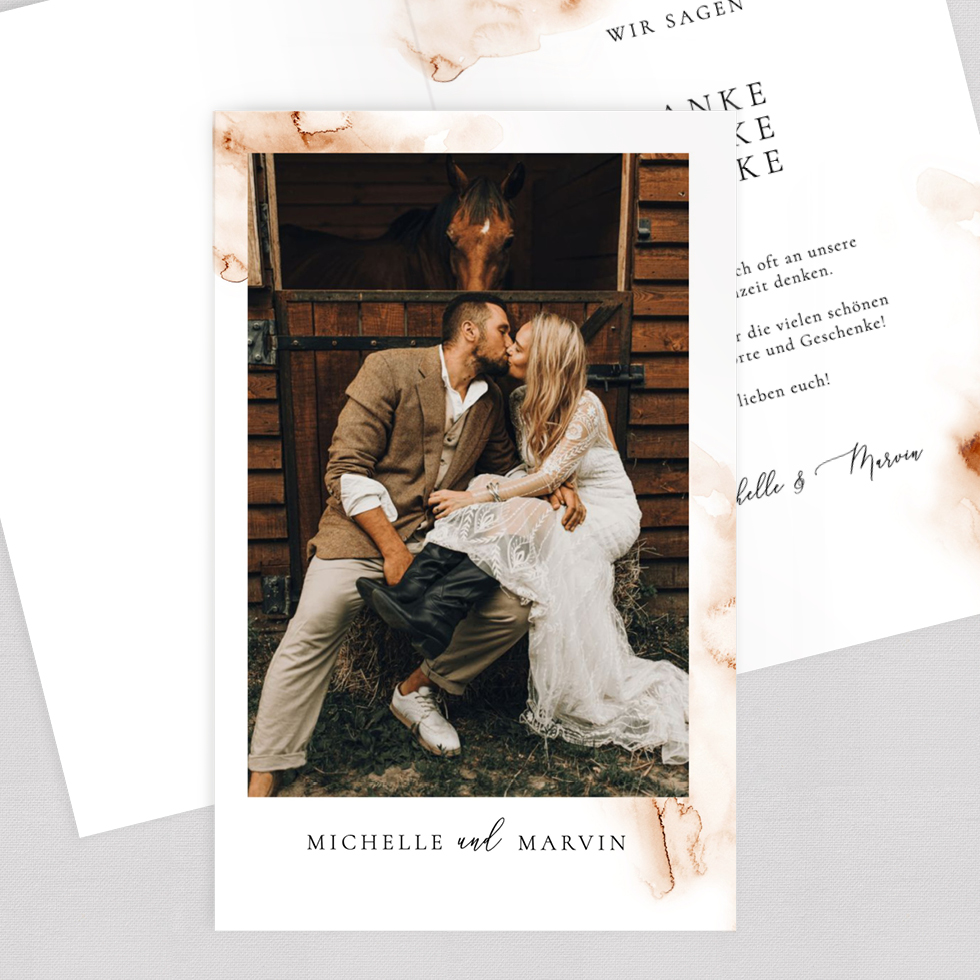 Dankeskarte Terrakotta Klappkarte Danksagung Boho Terrakotta rustikal Klappkarte