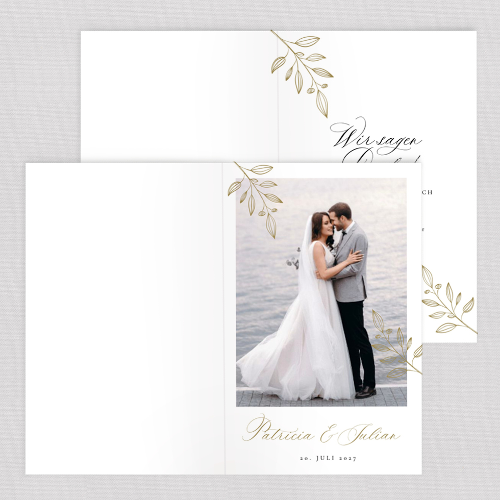 Dankeskarte Zweig elegant Klappkarte Dankeskarte elegant Kalligraphie