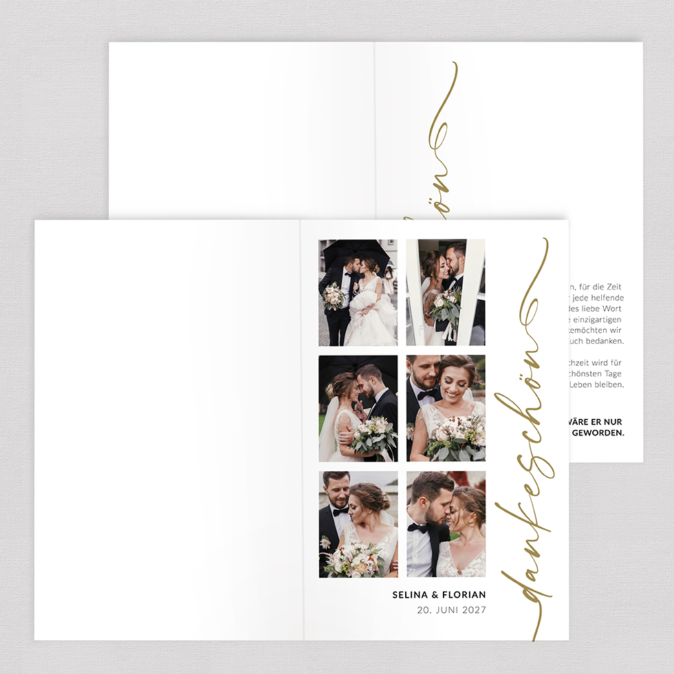Dankeskarte "dankeschön" Klappkarte Dankeskarte 6 Fotos gestalten