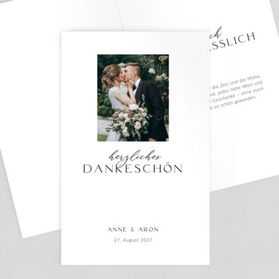 Dankeskarte Hochzeitsfoto gestalten Klappkarte