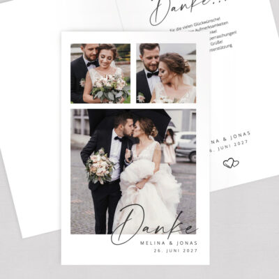 Dankeskarte 3 Fotos gestalten persönlich