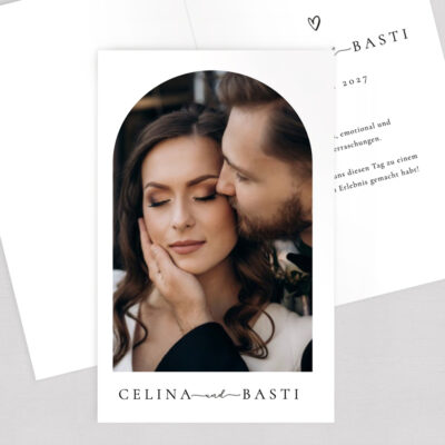 Dankeskarte Bogen modern gestalten Klappkarte