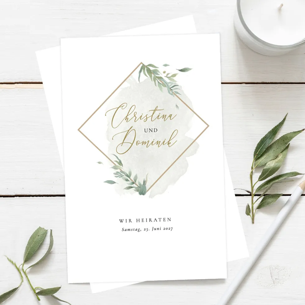 Hochzeitseinladung “Greenery” Einladung Greenery Karte