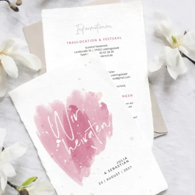 Einladung Hochzeit verspielt romantisch Karte