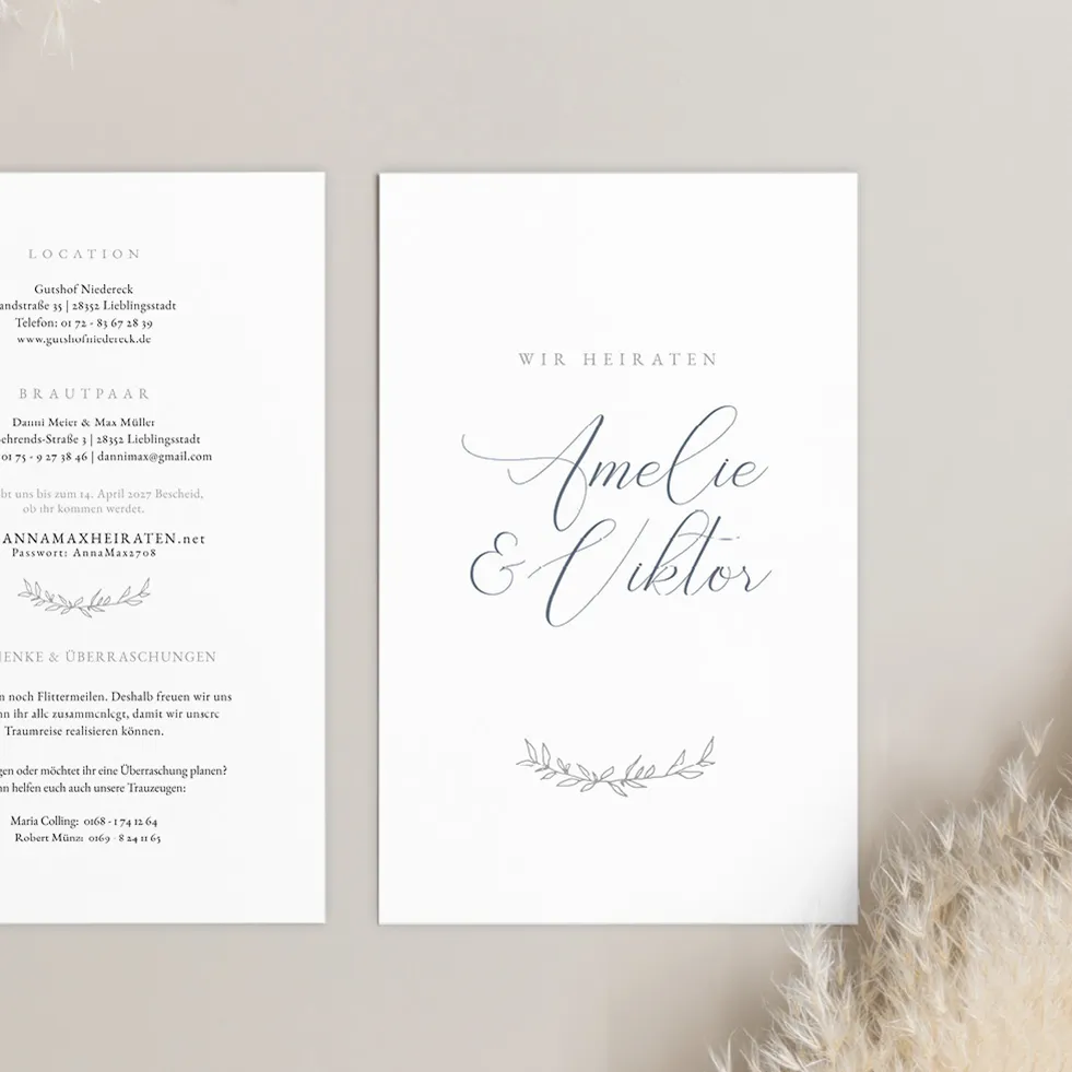 Hochzeitseinladung “Kalligraphie Lettering” Einladung Kalligraphie puristisch