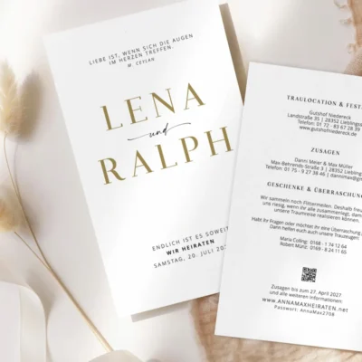 Einladung Modern Bold Letters Gold