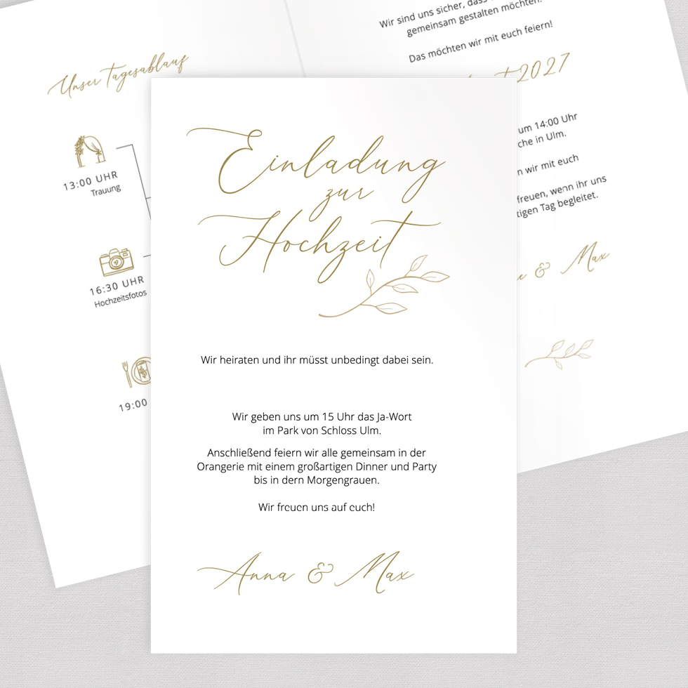 Hochzeitseinladung "Anne & Max" Klappkarte Hochzeitseinladung Anne & Max