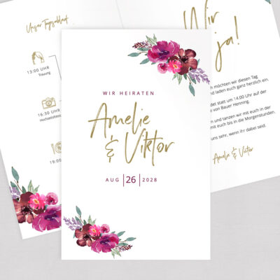 Hochzeitseinladung Berry Klappkarte