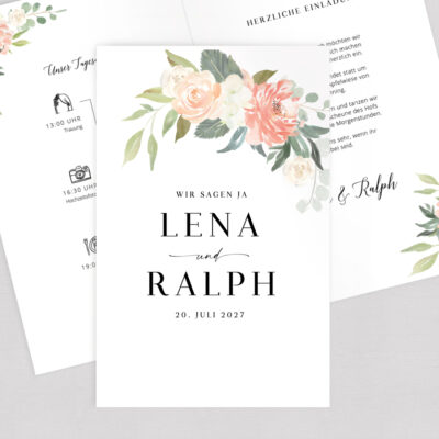 Hochzeitseinladung Blumenmeer Klappkarte