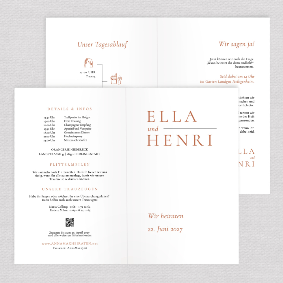 Hochzeitseinladung "Elegant Boho Love" Klappkarte Hochzeitseinladung Boho Love Klappkarte