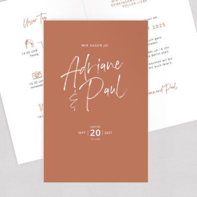 Hochzeitseinladung Burnt Orange Klappkarte