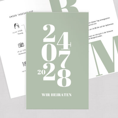 Hochzeitseinladung Datum Klappkarte