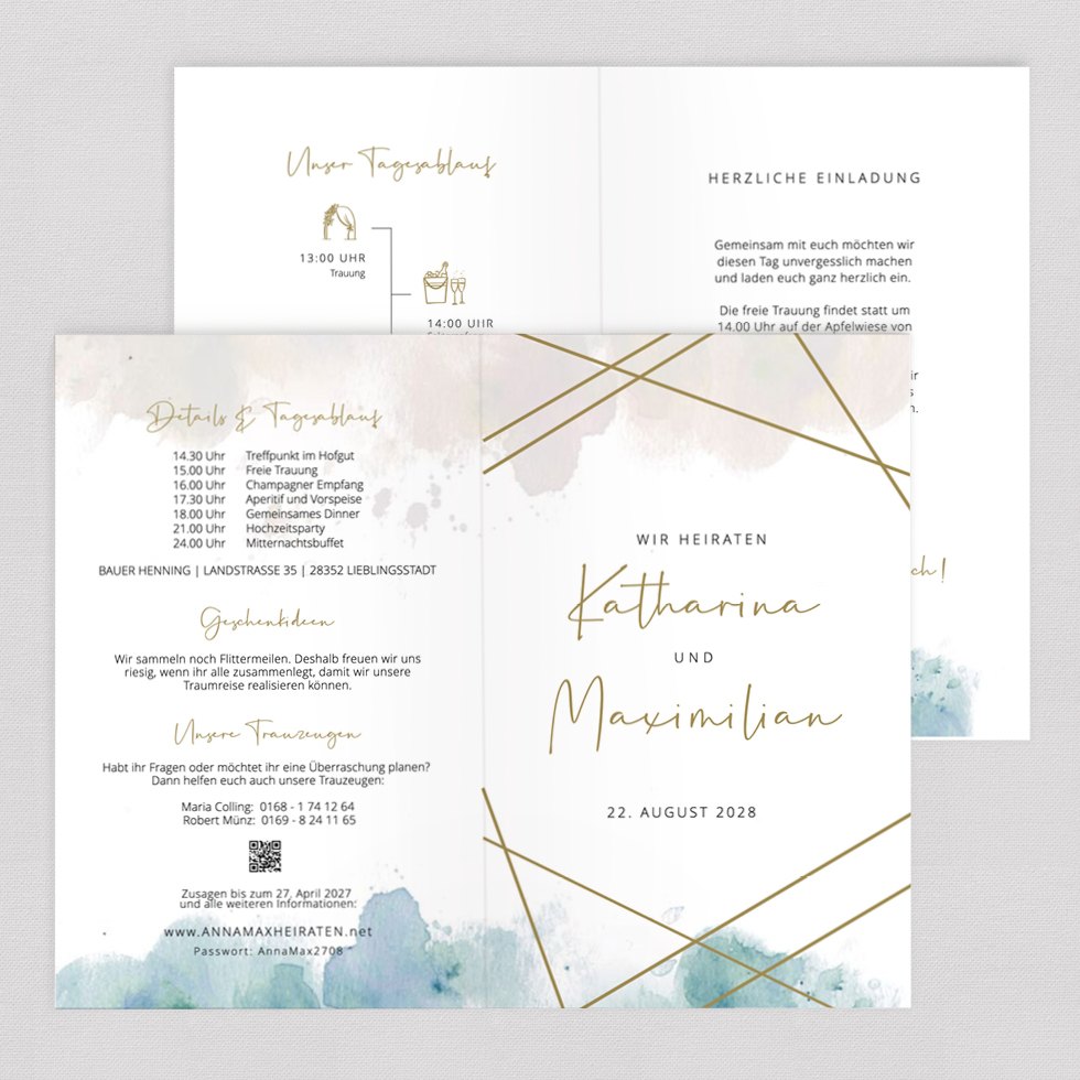 Hochzeitseinladung "Geometric" Klappkarte Hochzeitseinladung Geometric Klappkarte