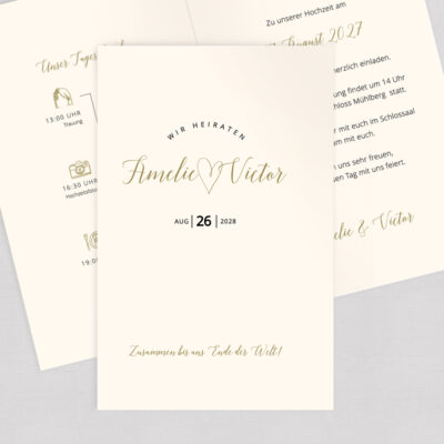 Hochzeitseinladung Herzlichst Klappkarte