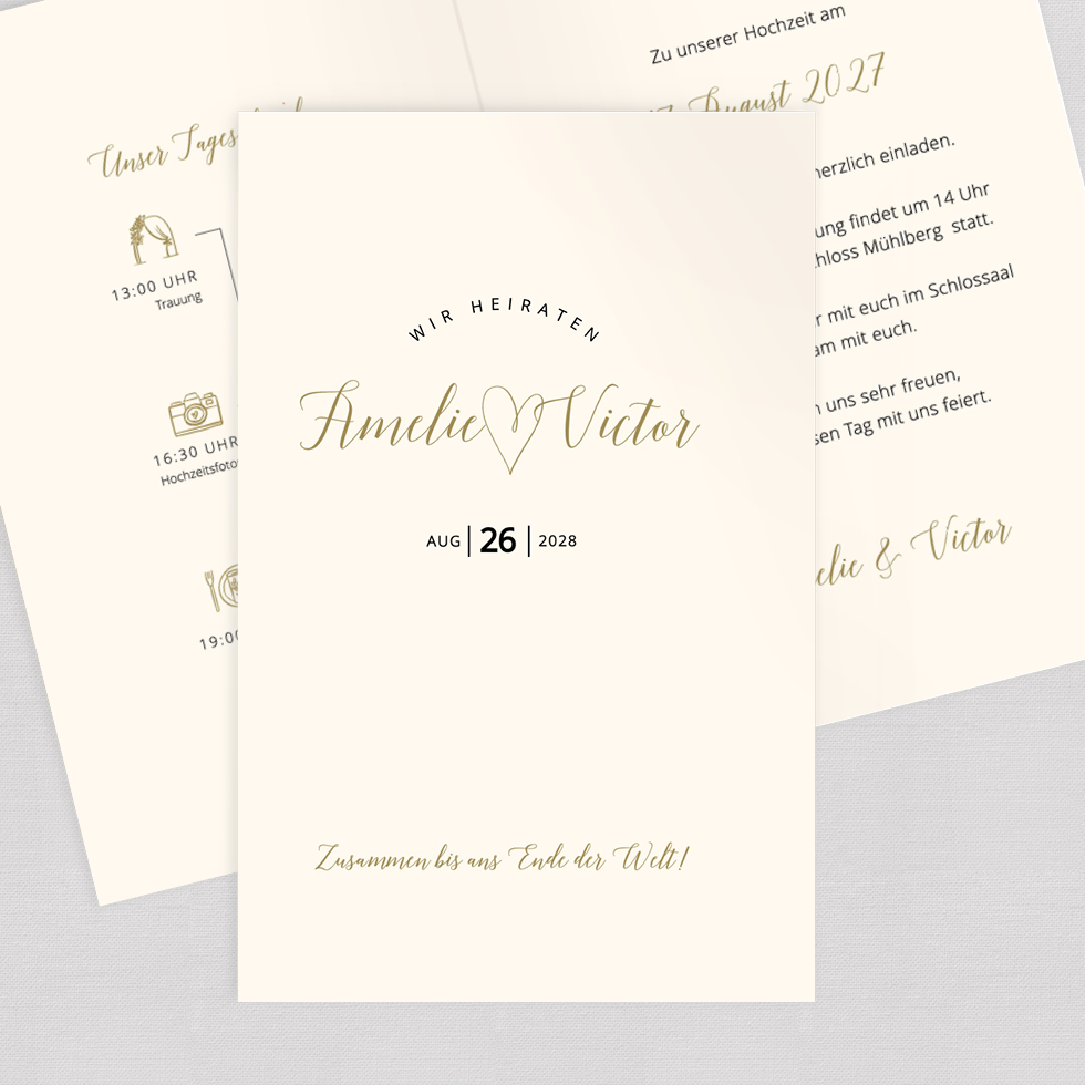 Hochzeitseinladung "Herzlichst" Klappkarte Hochzeitseinladung Herzlichst Klappkarte