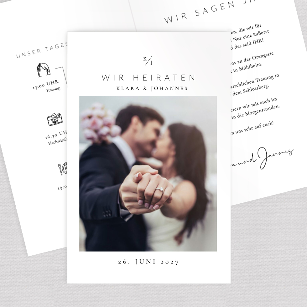 Hochzeitseinladung "Just us" Klappkarte Hochzeitseinladung Just us Klappkarte