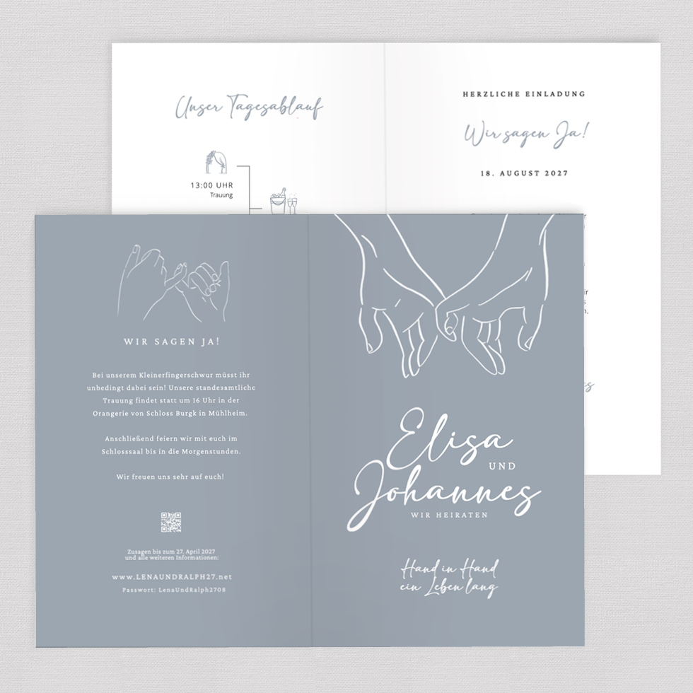 Hochzeitseinladung "Kleinerfingerschwur" Klappkarte Hochzeitseinladung Kleinerfingerschwur Klappkarte