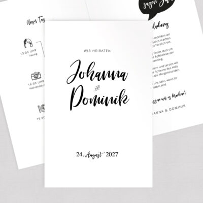Hochzeitseinladung Lettering Klappkarte