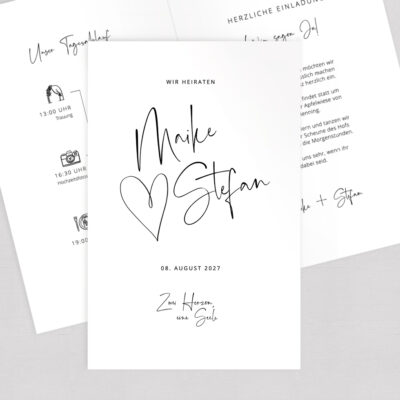 Hochzeitseinladung Maike + Stefan Klappkarte