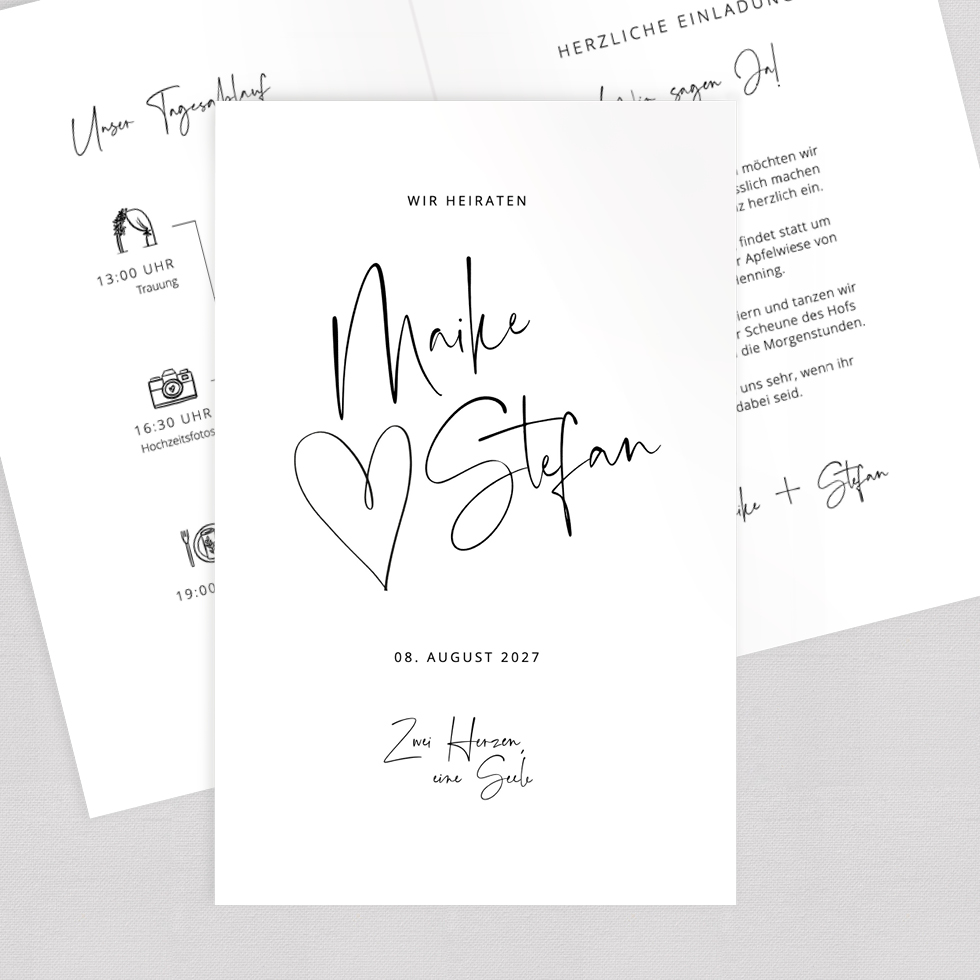 Hochzeitseinladung "Maike + Stefan" Klappkarte Hochzeitseinladung Maike + Stefan Klappkarte