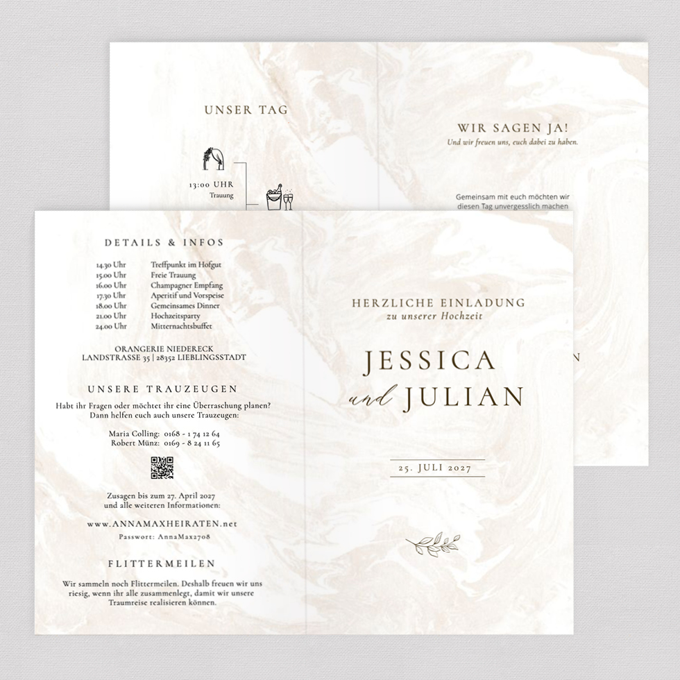 Hochzeitseinladung "Marvel" Klappkarte Hochzeitseinladung Marvel Klappkarte