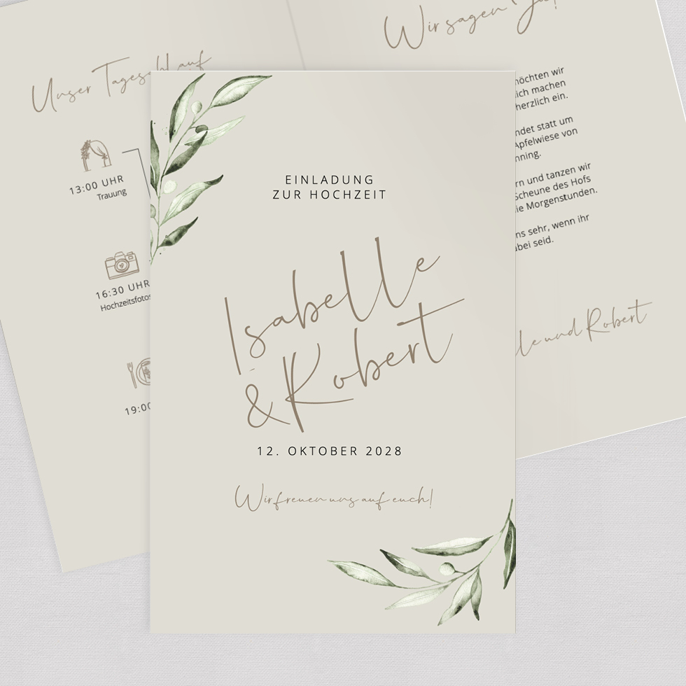 Hochzeitseinladung "Mediterran" Klappkarte Hochzeitseinladung Mediterran Klappkarte