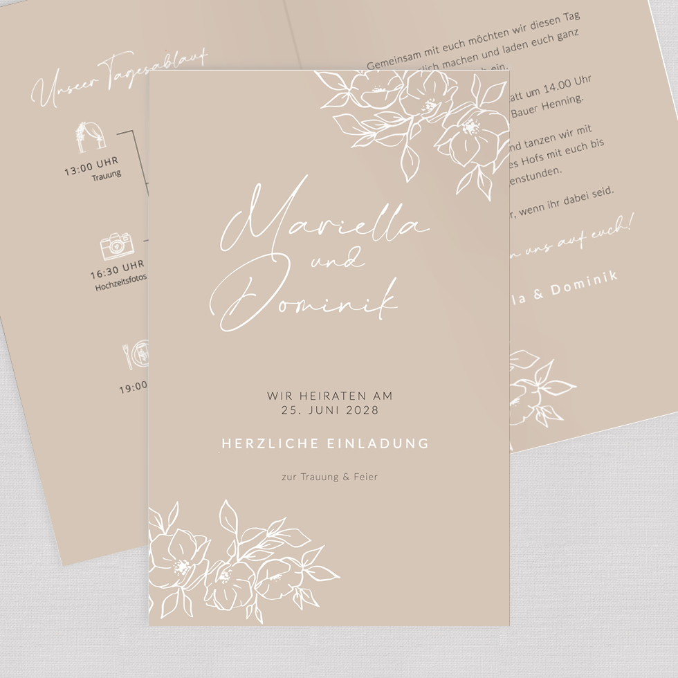 Hochzeitseinladung "Modern Vintage" Klappkarte Hochzeitseinladung Modern Vintage Klappkarte