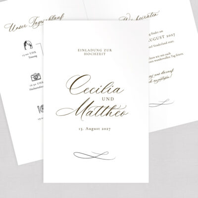 Hochzeitseinladung Moderne Kalligraphie Klappkarte