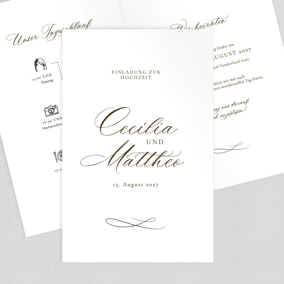 Hochzeitseinladung "Moderne Kalligraphie" Klappkarte Hochzeitseinladung Moderne Kalligraphie Klappkarte