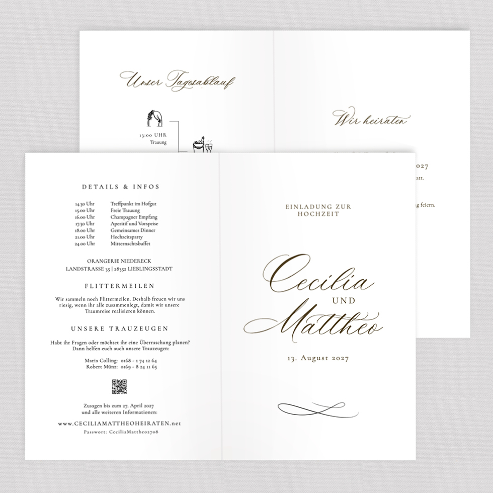 Hochzeitseinladung "Moderne Kalligraphie" Klappkarte Hochzeitseinladung Moderne Kalligraphie Klappkarte