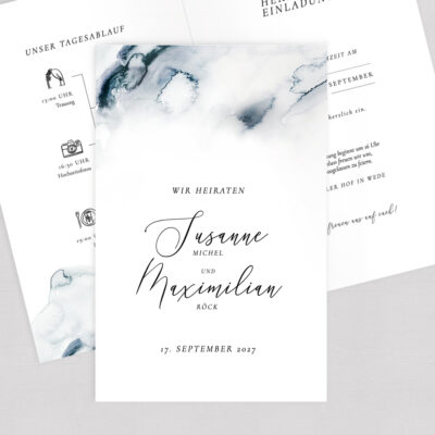 Hochzeitseinladung Navy Blue Klappkarte