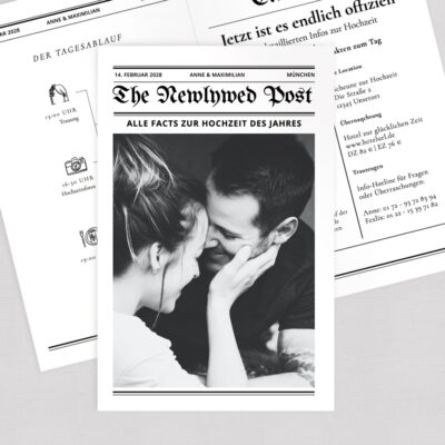 Hochzeitseinladung Newspaper Klappkarte
