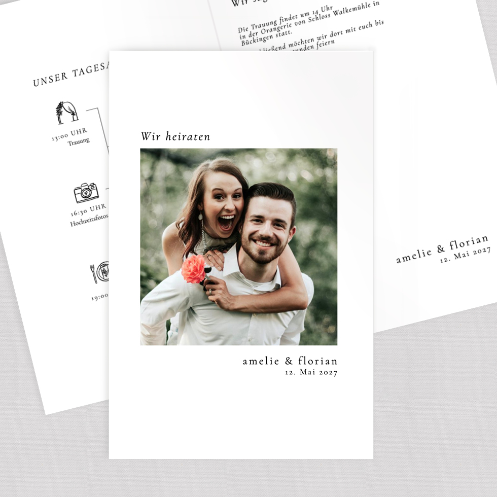 Hochzeitseinladung "Once in a Lifetime" Klappkarte Hochzeitseinladung Once in a Lifetime Klappkarte