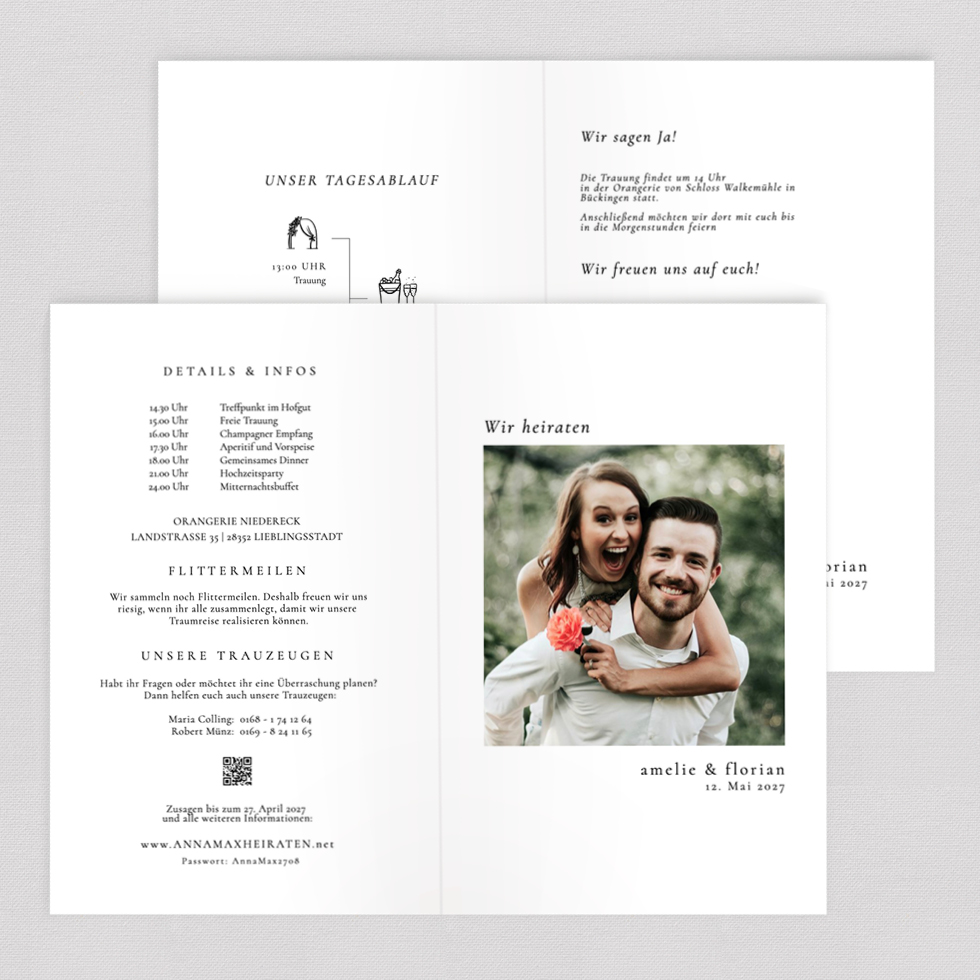 Hochzeitseinladung "Once in a Lifetime" Klappkarte Hochzeitseinladung Once in a Lifetime Klappkarte