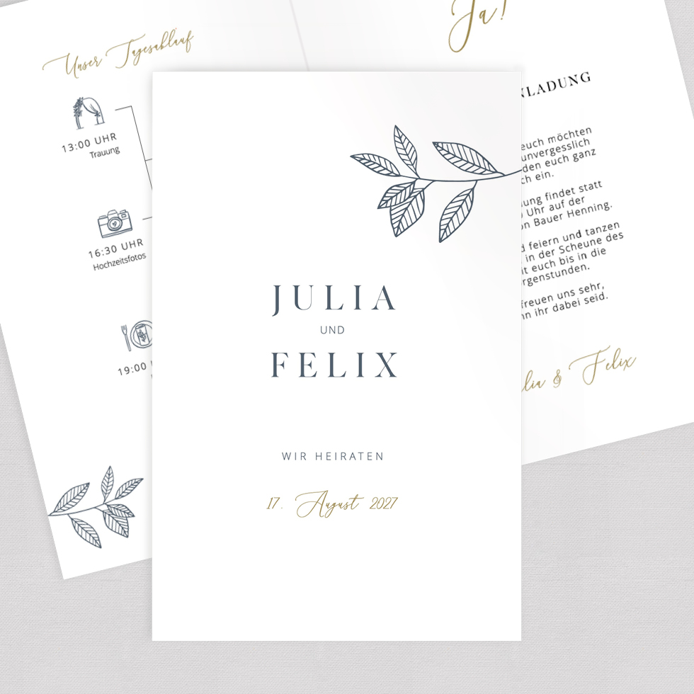 Hochzeitseinladung "Pure Elegance" Klappkarte Hochzeitseinladung Pure Elegance Klappkarte