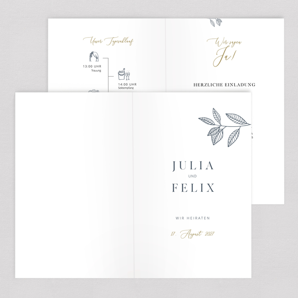 Hochzeitseinladung "Pure Elegance" Klappkarte Hochzeitseinladung Pure Elegance Klappkarte