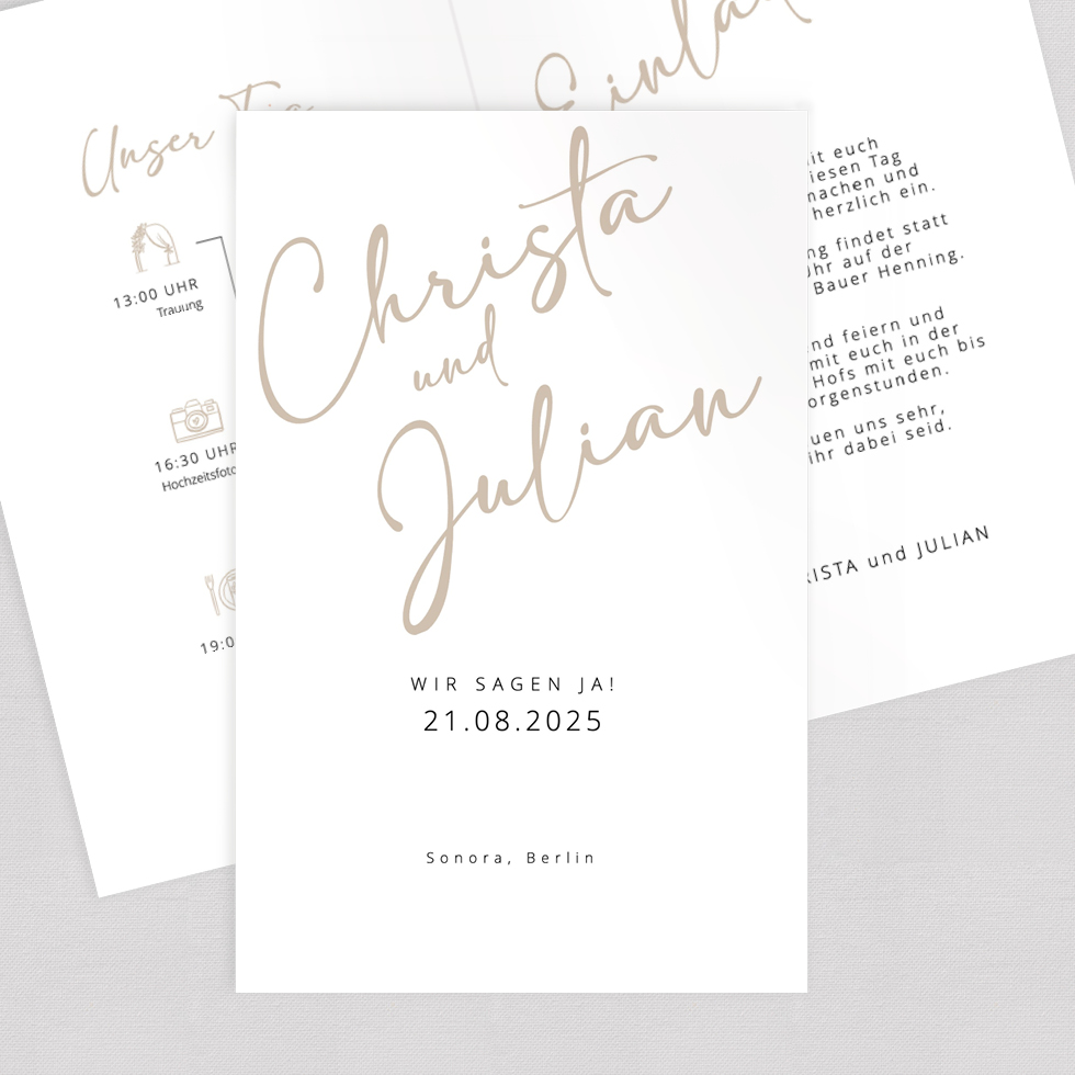 Hochzeitseinladung "Summer Breeze" Klappkarte Hochzeitseinladung Summer Breeze Klappkarte