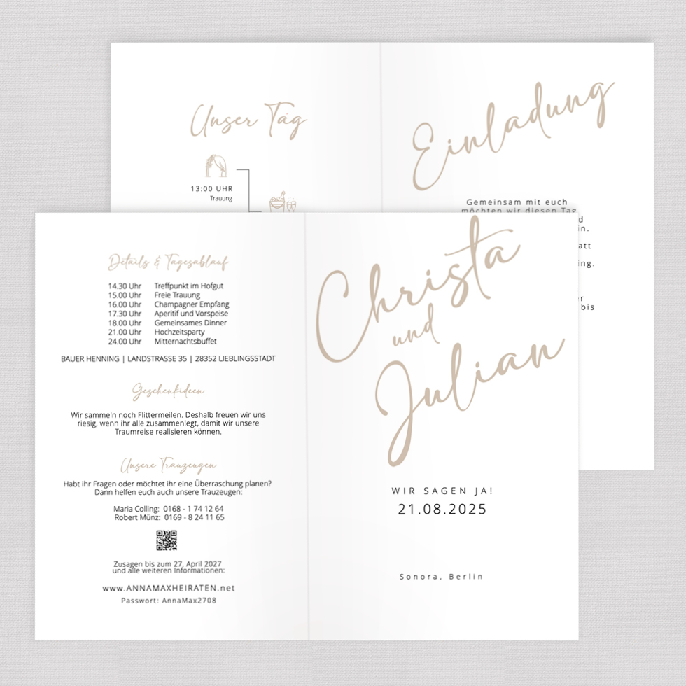 Hochzeitseinladung "Summer Breeze" Klappkarte Hochzeitseinladung Summer Breeze Klappkarte