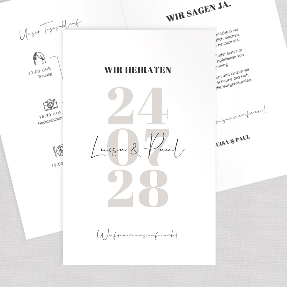 Hochzeitseinladung "Unser Tag" Klappkarte Hochzeitseinladung Unser Tag Klappkarte