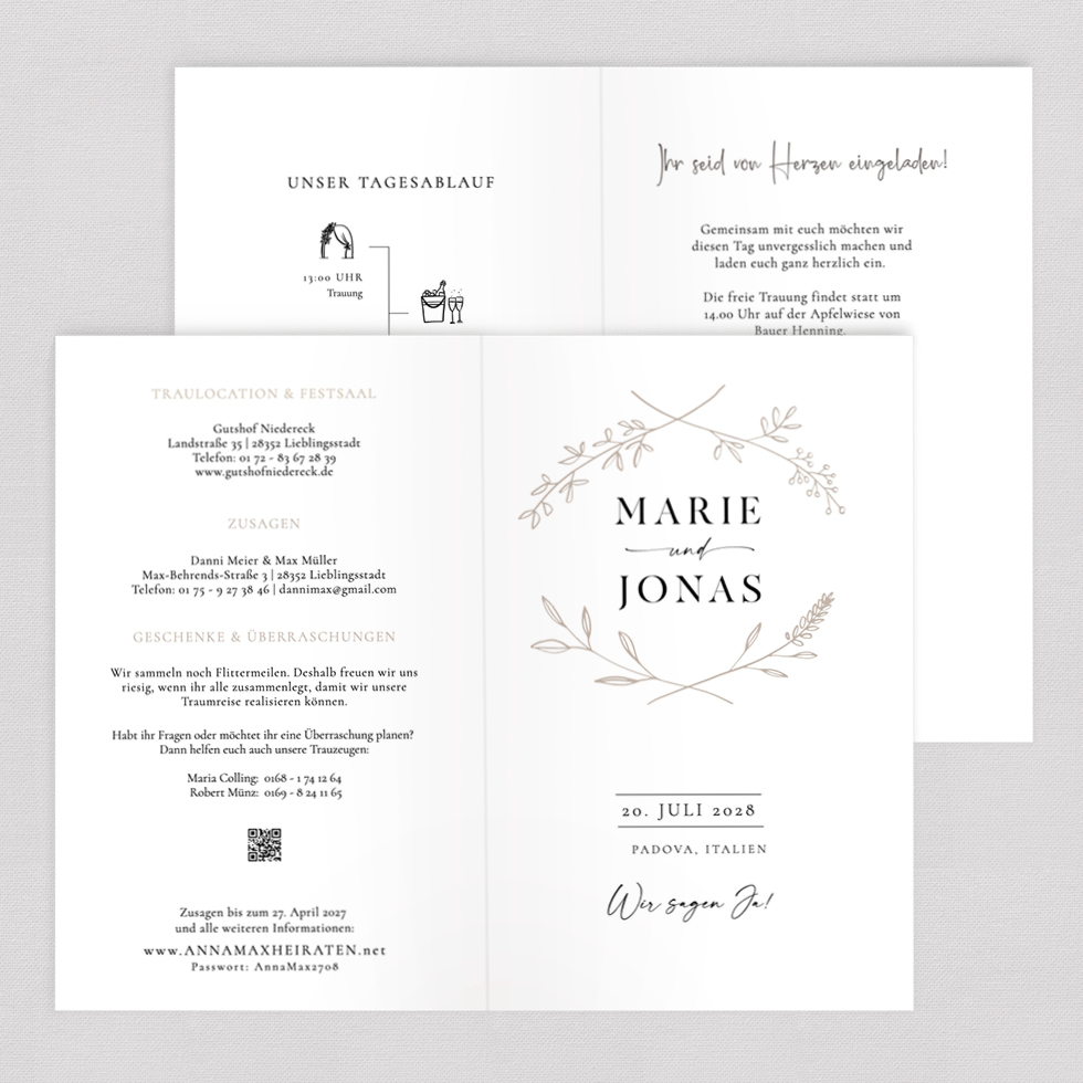 Hochzeitseinladung "Vintage Vibes" Klappkarte Hochzeitseinladung Vintage Vibes Klappkarte