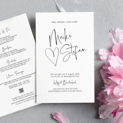 Hochzeitseinladung Herz romantisch
