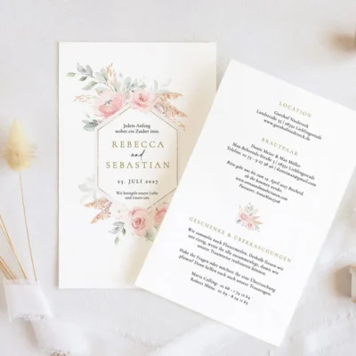 Hochzeitseinladung Pampas Peonies Karte