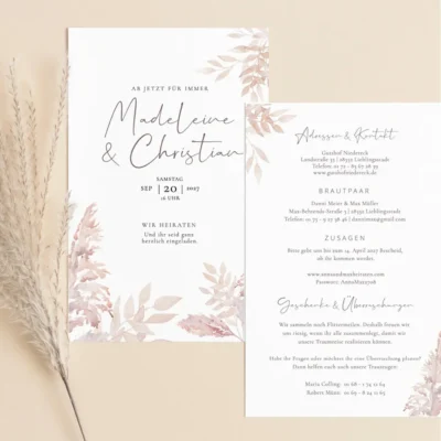 Hochzeitseinladung Pampas rustikal