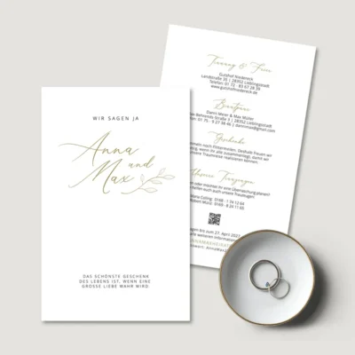 Hochzeitseinladung elegant Zweig Karte