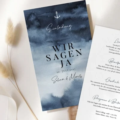 Hochzeitzseinladung Maritim Meer