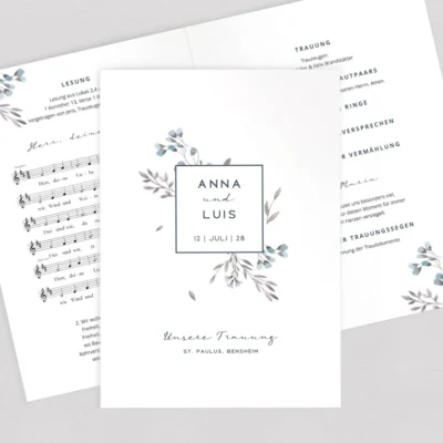 Kirchenheft Blumen Türkis komplett selbst gestalten