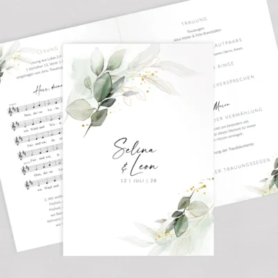 Kirchenheft Eukalyptus & Gold komplett selbst gestalten