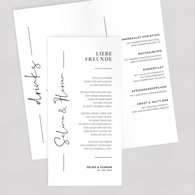 Menükarte Moderne Handschrift