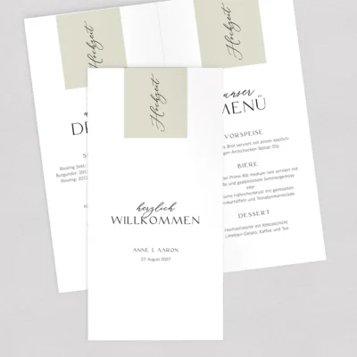 Menükarte mit Plaztzkarte